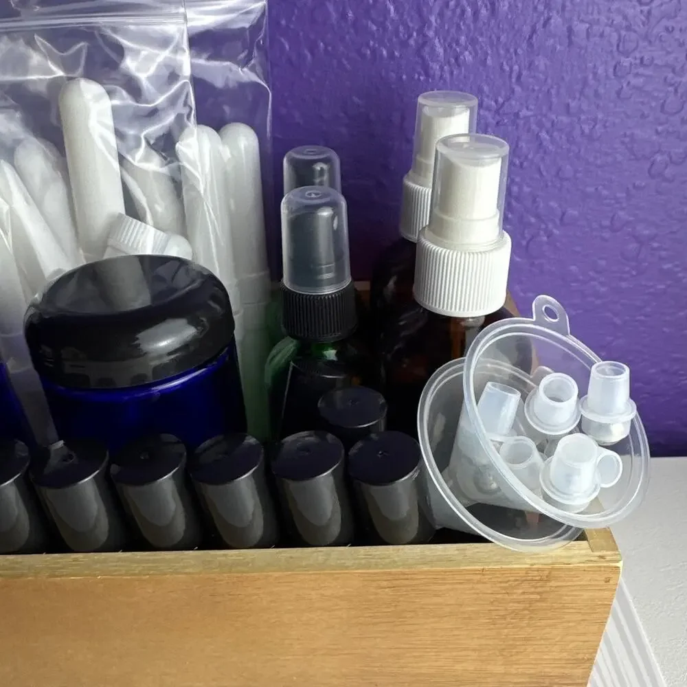 HUGE Lot Essential Oil Supplies Roller Bottles Inhalers Blue Jars Sprayer NEW #2